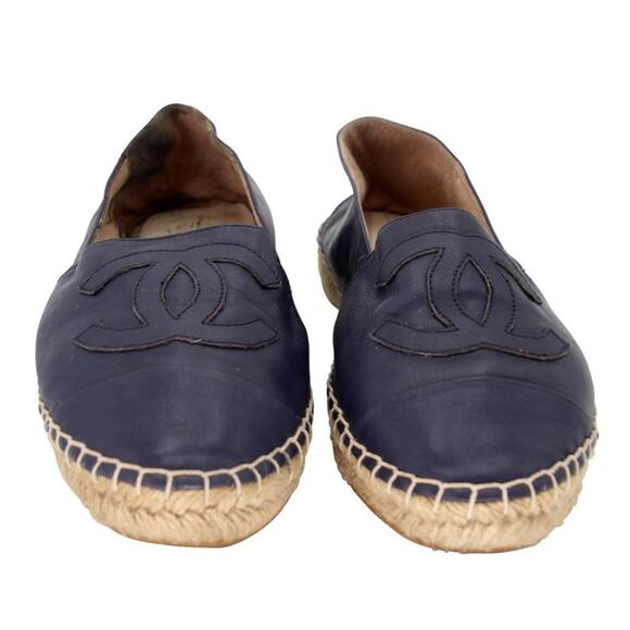 Chanel Espadrille Double Stacked 37 Leather Cc Flats CC-0712N-0017 - Picture 3 of 11